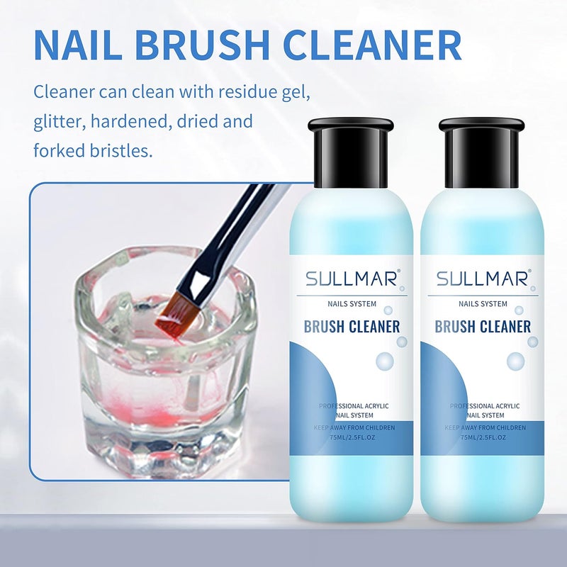 SULLMAR Nail Brush Cleaner 5fl.oz 150ml Nail Brush Cleaner And Conditioner Quickly Clean Nails Art Brush Acrylic NailBrush DIY Salon At Home - Image 4
